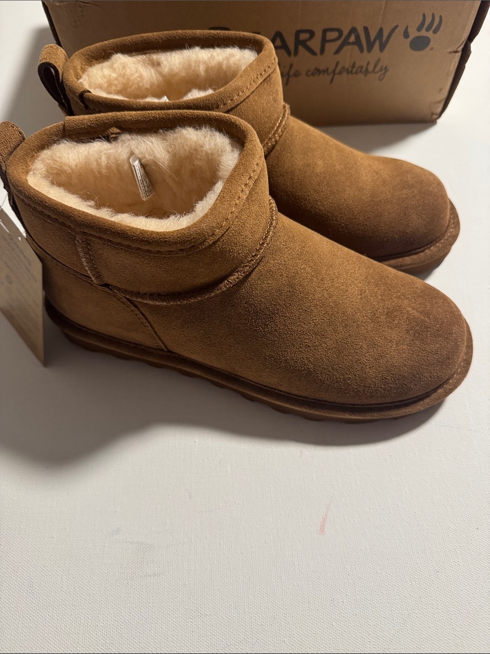 Bearpaw Suede Boots Womens 8 Shorty Brown Fleece
